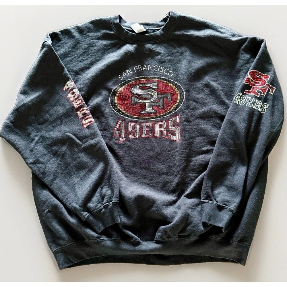 San Francisco 49ers Rhinestone Sweatshirt 2XL Hoodie Crewneck Football EUC Y2K